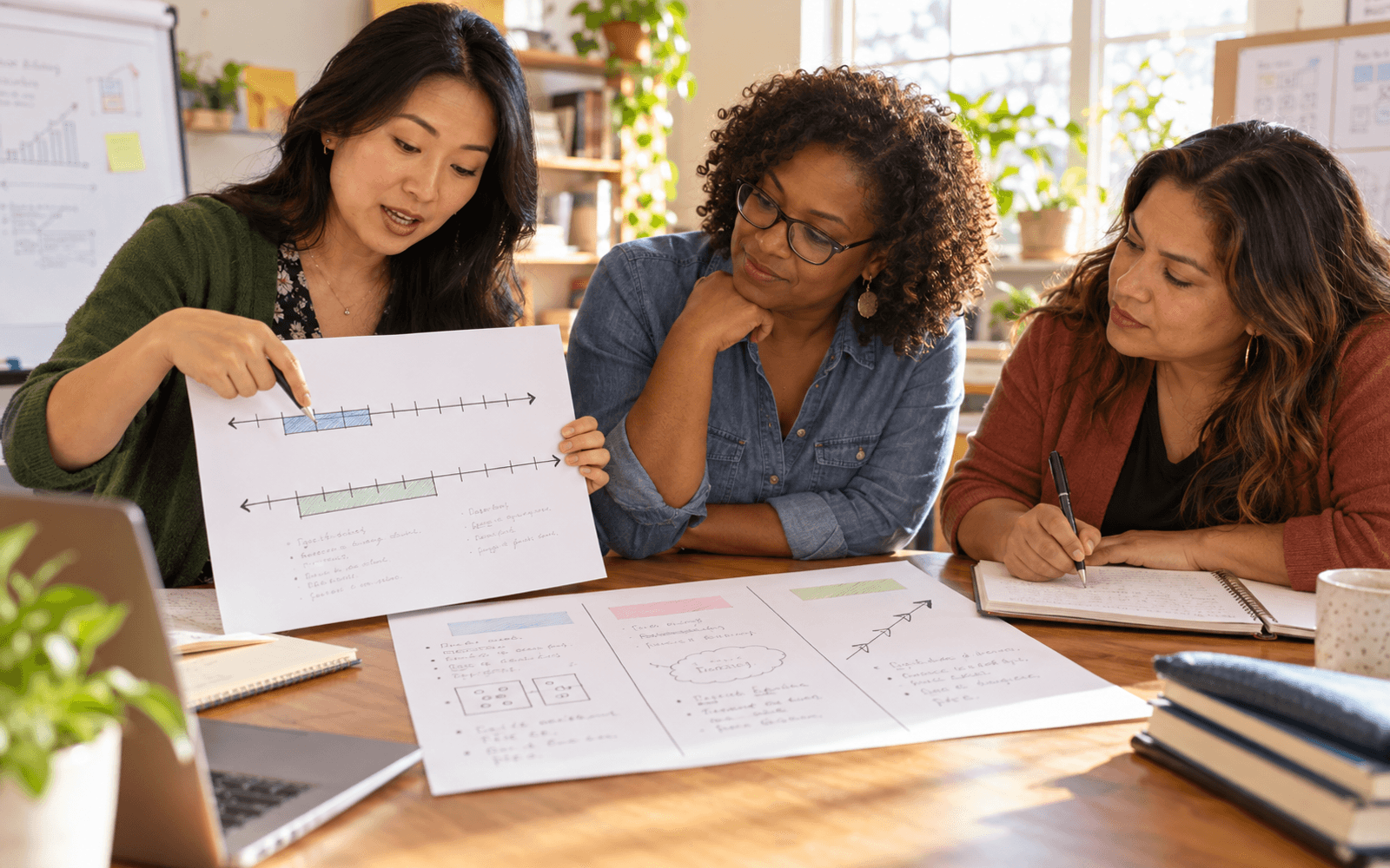 An East Asian teacher and Black and Latina adult educators examine proportional-reasoning work and revise an assessment plan.