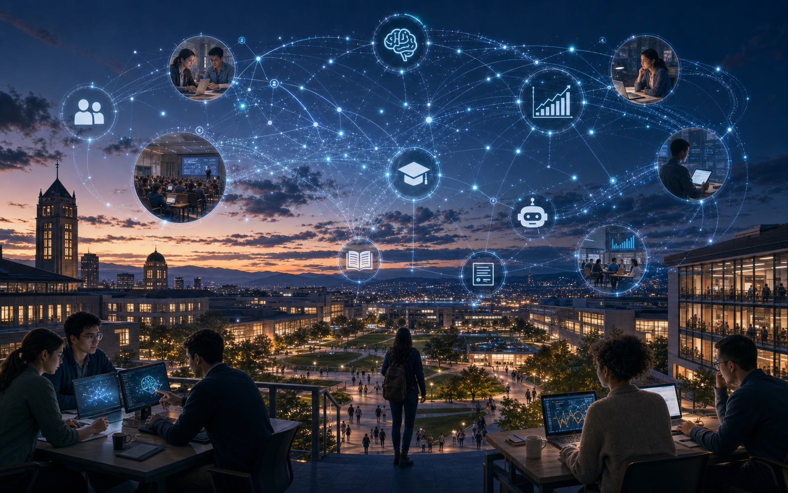 Academic cover for a state of the field review on AI in higher education