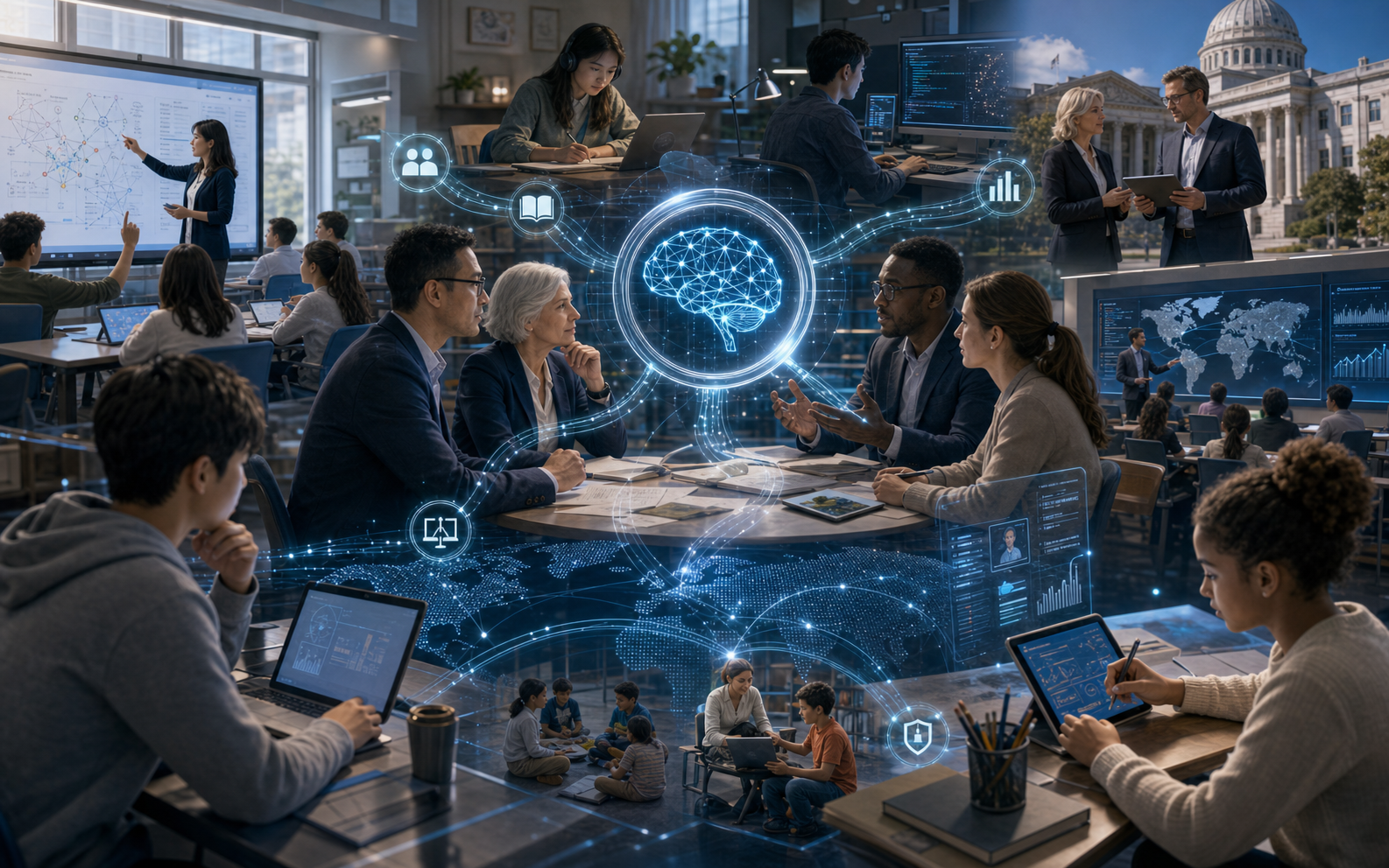 Academic cover for an agenda-setting article on AIED roles and research issues