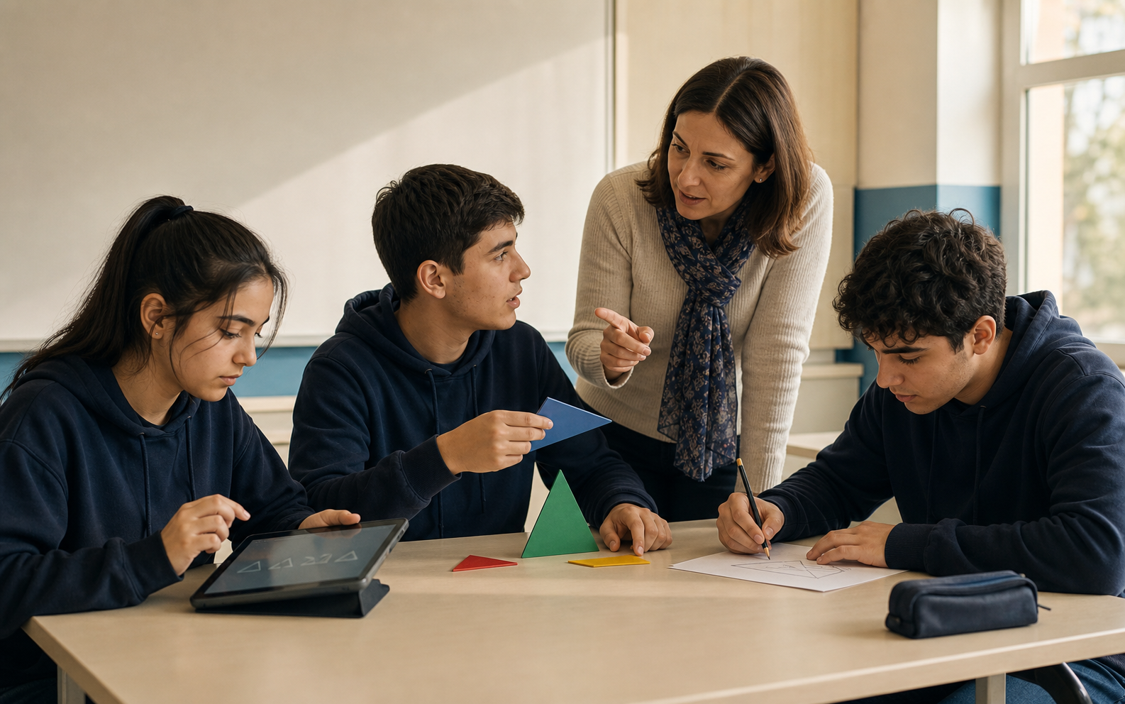 Turkish high-school students solve mathematics problems in three classroom conditions while teachers compare assisted practice with a later unaided test